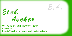 elek ascher business card